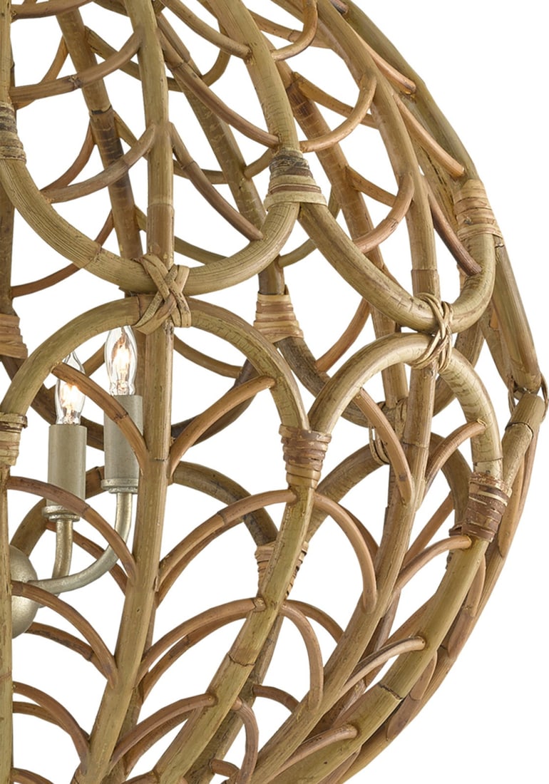 Currey Cape Verde Orb Chandelier Clear Silver Rattan Wrought Iron: Currey Cape Verde Orb Chandelier Clear Silver Rattan Wrought Iron Illuminate your space with the elegant Cape Verde Orb Chandelier, a stunning addition to any lighting collection. This chandelier feat