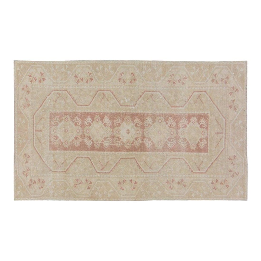 Hand-Knotted Wool Anatolian Rug Tan 3'9'' x 6'5'' Vintage Turkish: Hand-Knotted Wool Anatolian Rug Tan 3'9'' x 6'5'' Vintage Turkish This vintage Turkish Anatolian rug is hand-knotted from wool using traditional techniques, offering a blend of timeless craftsmanship 