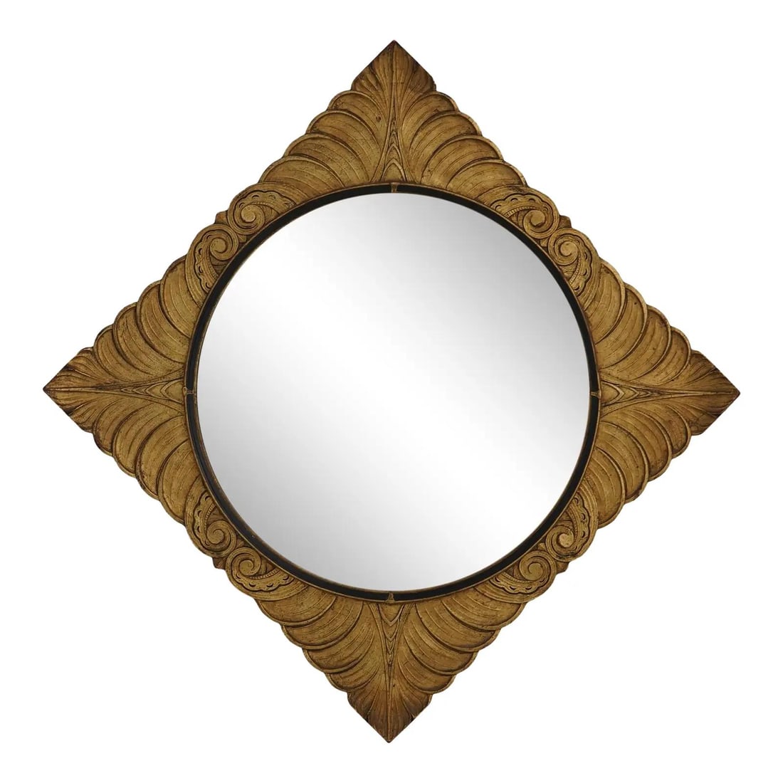 Vintage Square Mirror Gold Leaf Finish 1920s Decor: Vintage Square Mirror Gold Leaf Finish 1920s Decor This exquisite vintage square mirror features a stunning gold leaf finish frame, embodying decorative elegance from the 1920s. The mirror is in excel