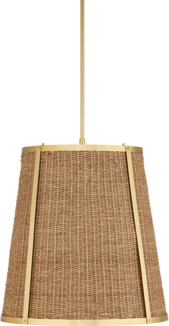 Currey Deauville Large Pendant Light With Natural Seagrass Shade: Currey Deauville Large Pendant Light With Natural Seagrass Shade This large Deauville pendant features a natural seagrass shade complemented by polished brass and gold cord accents. Designed with adju