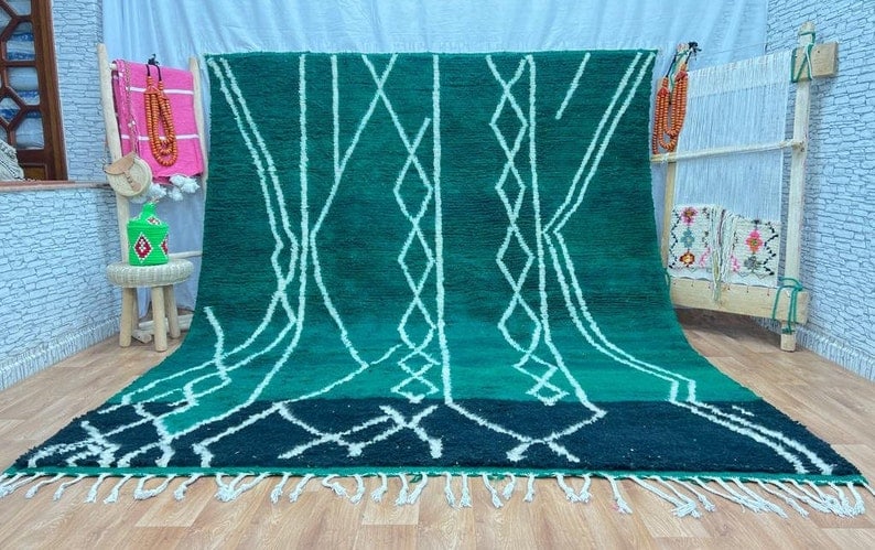 Elegant Handwoven Moroccan Rug 100% Sheep Wool 10 x 6.56 Feet: Elegant Handwoven Moroccan Rug 100% Sheep Wool 10 x 6.56 Feet Discover the beauty of this Elegant Authentic Rug, meticulously handwoven in the stunning Atlas Mountains by skilled Berber women weavers.