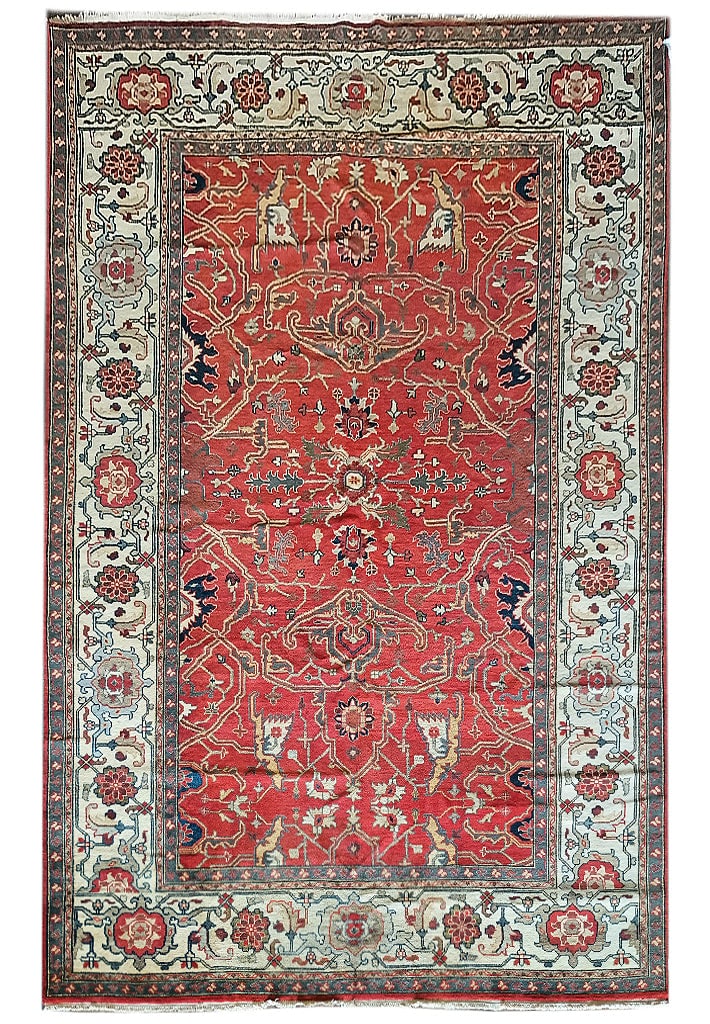 10' x 16' Handmade Area Rug Soft Coral Wool Mahal Design: 10' x 16' Handmade Area Rug Soft Coral Wool Mahal Design Free continental US Shipping Elevate your living space with this stunning 10' x 16' Handmade Rug in a soft coral hue. Expertly handwoven, this 