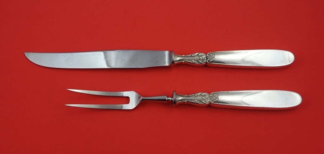 Camusso Portofino Sterling Silver 2-Piece Carving Set Knife and Fork: Camusso Portofino Sterling Silver 2-Piece Carving Set Knife and Fork Enhance your dining experience with the Portofino by Camusso Sterling Silver Roast Carving Set. This elegant 2-piece set includes a