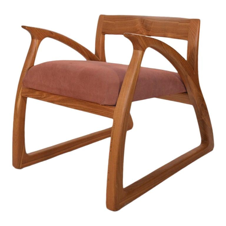 Vintage Crafted Wood Arm Lounge Chair from 1970s-80s: Vintage Crafted Wood Arm Lounge Chair from 1970s-80s This handcrafted wood arm lounge chair showcases a timeless design from the 1970s-1980s. Its rich brown color and sturdy wooden construction make i