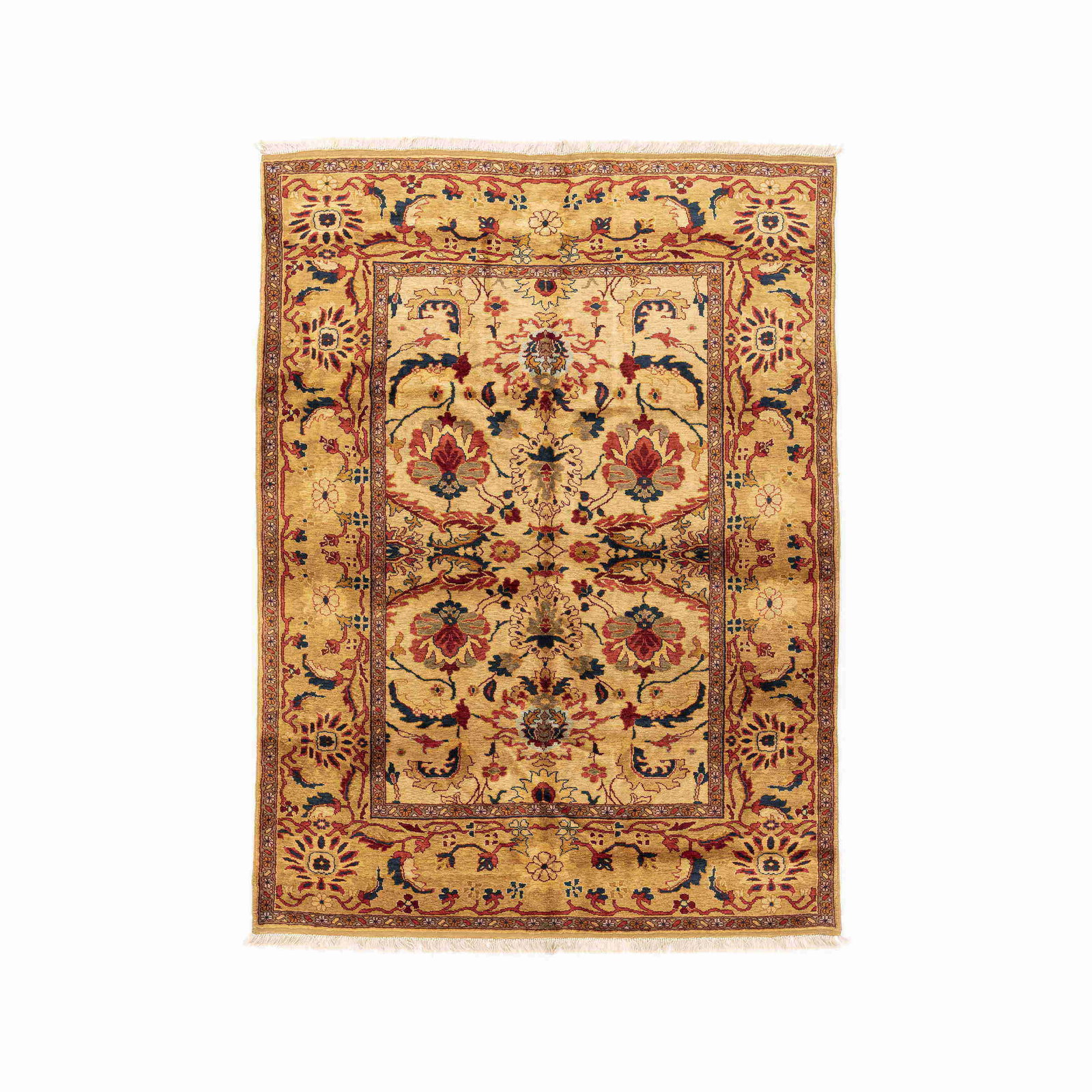 Authentic Handmade Usak Wool Carpet Double Knots 79.9 x 107.5 Inches: Authentic Handmade Usak Wool Carpet Double Knots 79.9 x 107.5 Inches Experience the beauty of traditional craftsmanship with this Authentic Handmade Usak Wool Carpet. This exquisite piece is made from