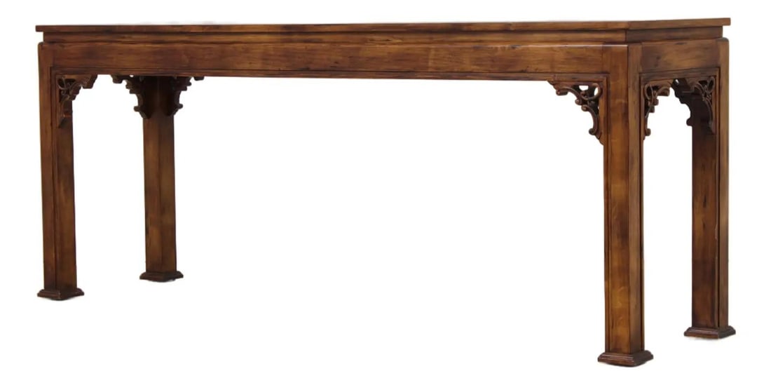Walnut Chippendale Style Console Table 72w x 18d x 29h (1 of 10)