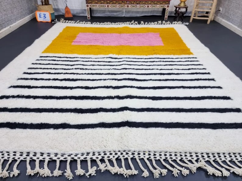 Authentic Handmade Soft Wool Rug from Morocco 9.84 x 6.56 Feet: Authentic Handmade Soft Wool Rug from Morocco 9.84 x 6.56 Feet Discover the beauty of this Stunning Handmade Soft Wool Rug, crafted with care by skilled Berber women weavers in the Atlas Mountains of 