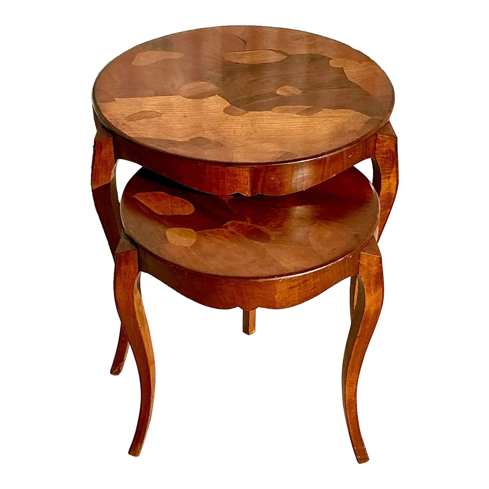 Vintage Regency Burl Wood Nesting Table Set Cinnamon (1 of 4)