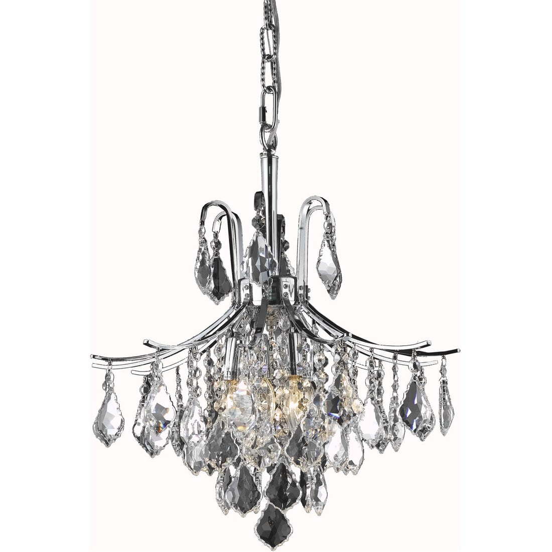 Amelia 6 Light Chrome Crystal Pendant Fixture 16 inch: Amelia 6 Light Chrome Crystal Pendant Fixture 16 inch This modern pendant chandelier features a chrome-plated finish and a striking empire style, adorned with Royal Cut clear crystal accents. Designed