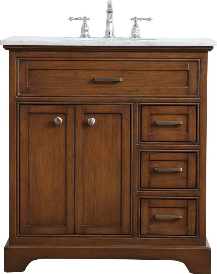 Elegant Lighting Contemporary Teak Bathroom Vanity 35H 32W 21.5D: Elegant Lighting Contemporary Teak Bathroom Vanity 35H 32W 21.5D Elevate your bathroom space with this Contemporary Teak Single Vanity, designed with a modern flair. This stylish vanity features a sle