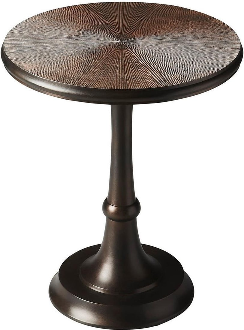 Butler Beaumont Bronze Round Side Table in Cast Aluminum: Butler Beaumont Bronze Round Side Table in Cast Aluminum This Beaumont Bronze Transitional Side Table features a stylish round shape and is crafted from durable cast aluminum metal, making it a perfec