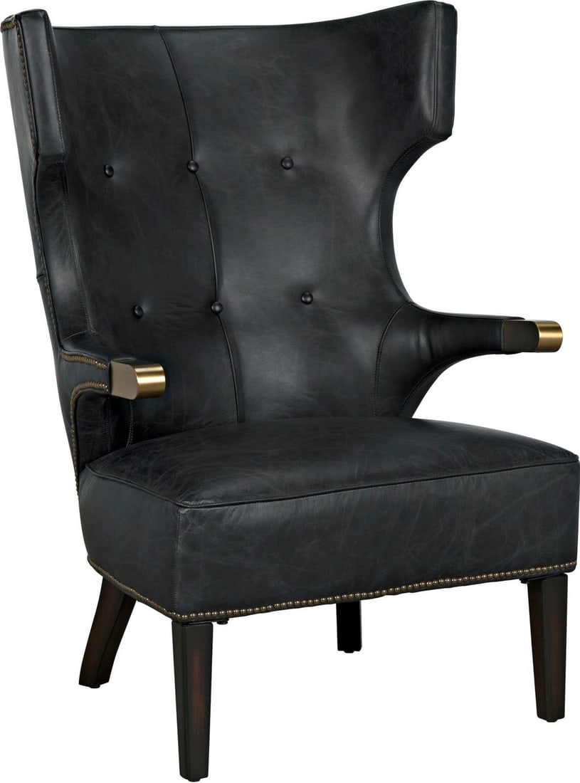 Heracles Chair by Noir Brass and Dark Walnut Finish: Heracles Chair by Noir Brass and Dark Walnut Finish Introducing the Heracles Chair, a stunning piece that combines antique charm with modern comfort. This chair features elegant brass accents and a ri