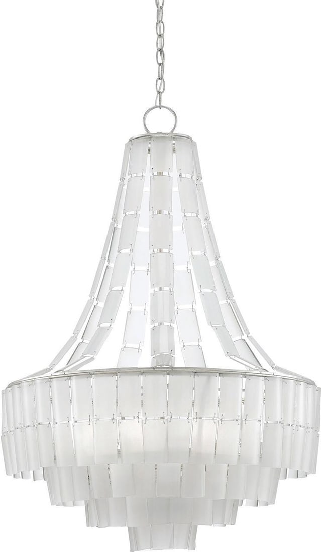 Currey Vintner Blanc Bowl Chandelier Clear Silver Leaf 7 Bulbs Adjustable (1 of 3)