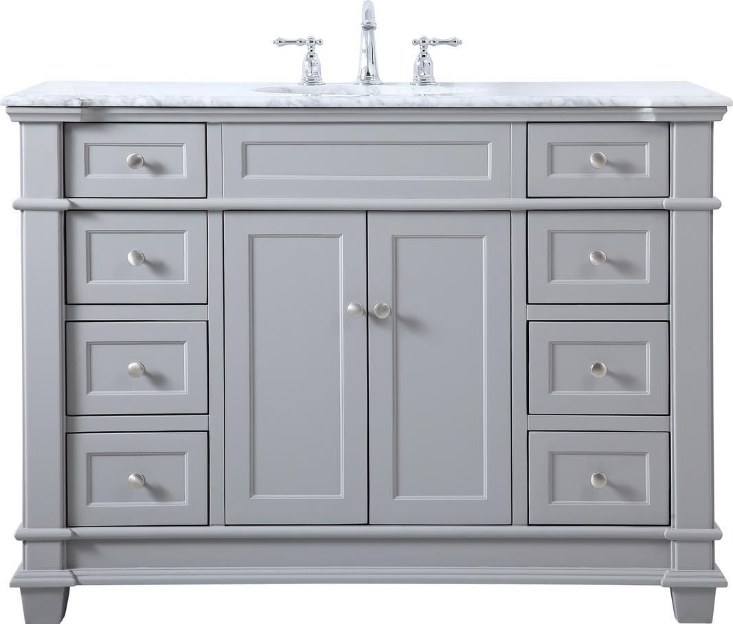 Elegant Lighting Transitional Grey Bathroom Vanity Set 48in Brushed Steel (1 of 1)