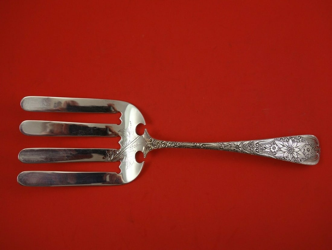 J.E. Caldwell Custom Engraved Sterling Silver Asparagus Fork 9 3/4": J.E. Caldwell Custom Engraved Sterling Silver Asparagus Fork 9 3/4" This exquisite Custom Engraved Sterling Silver Asparagus Fork by J.E. Caldwell features a bright-cut design and measures 9 3/4 inche