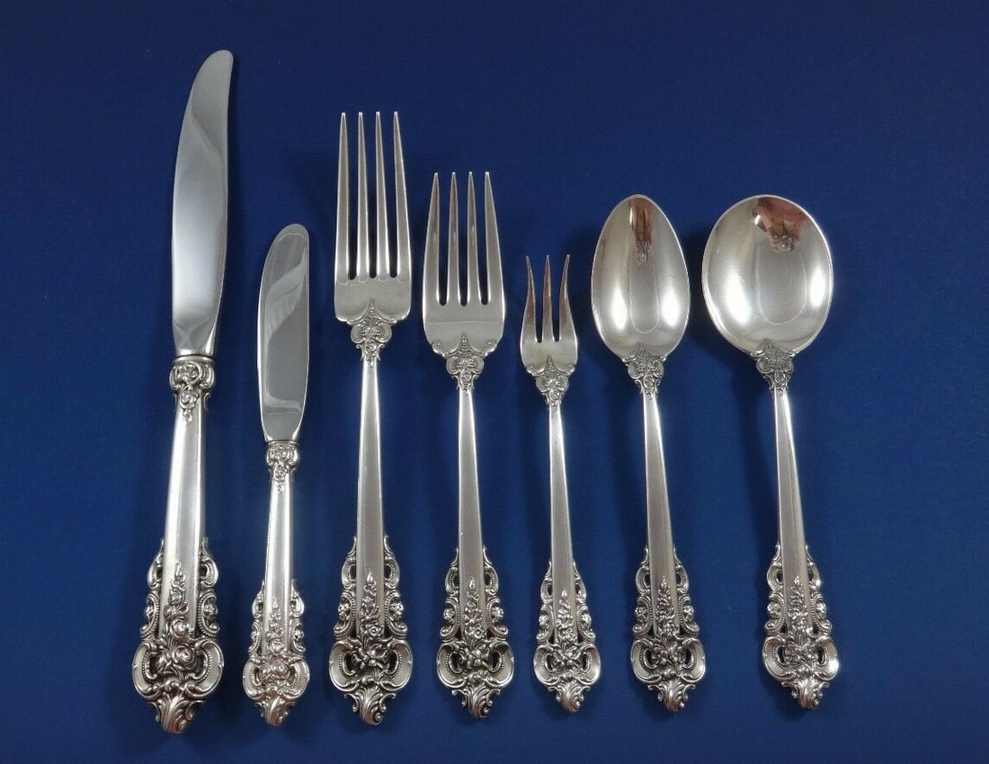 Wallace Grande Baroque Sterling Silver Flatware Set 58 Pieces for 8 with Storage Chest (1 of 6)