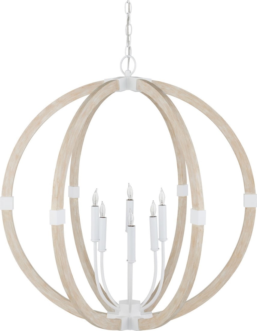 Currey Bastian Sandstone Orb Chandelier Modern Design 6 Bulb Dimmable (1 of 6)