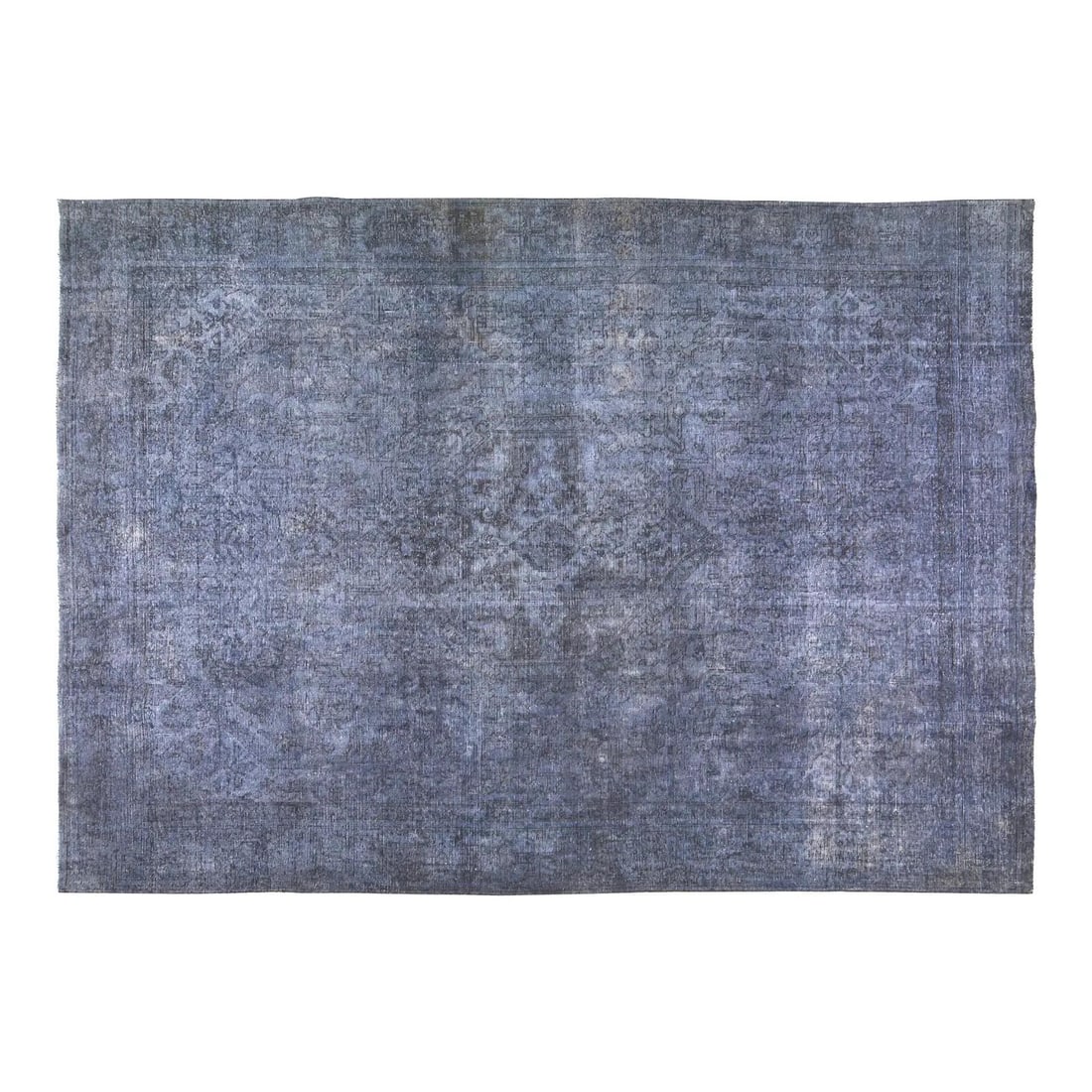9x12'7" Blue Wool Area Rug Hand Knotted Vintage Traditional: 9x12'7" Blue Wool Area Rug Hand Knotted Vintage Traditional This vintage hand-knotted wool rug showcases traditional craftsmanship combined with a modern design sensibility. Crafted from soft, durable