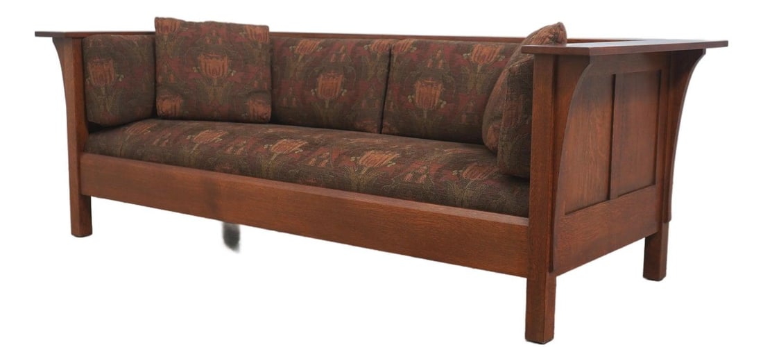 Oak Mission Style Tulip Upholstery Sofa by Stickley (1 of 10)