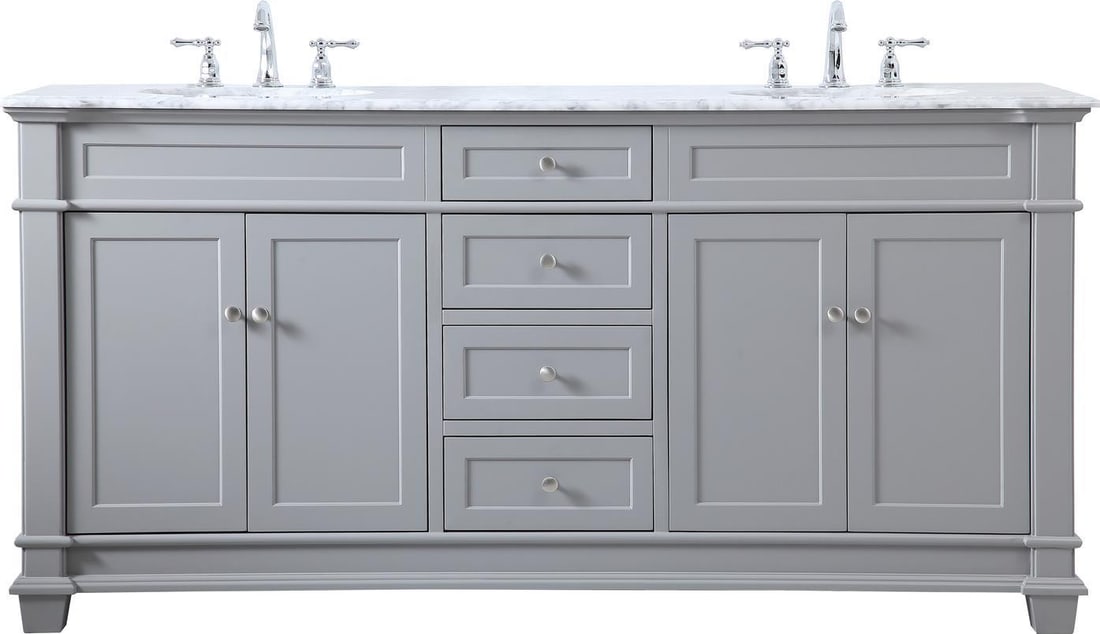 Elegant Lighting Transitional Gray Double Vanity 72 Inch Brushed Steel (1 of 1)