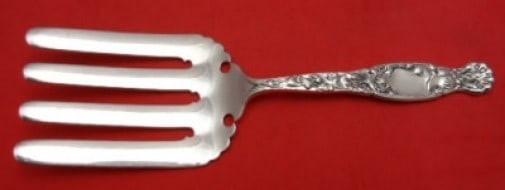Whiting Heraldic Sterling Silver Asparagus Fork 8 1/4 Inches: Whiting Heraldic Sterling Silver Asparagus Fork 8 1/4 Inches This exquisite asparagus serving fork from the Heraldic pattern by Whiting Manufacturing Company is a fine example of 19th-century craftsma