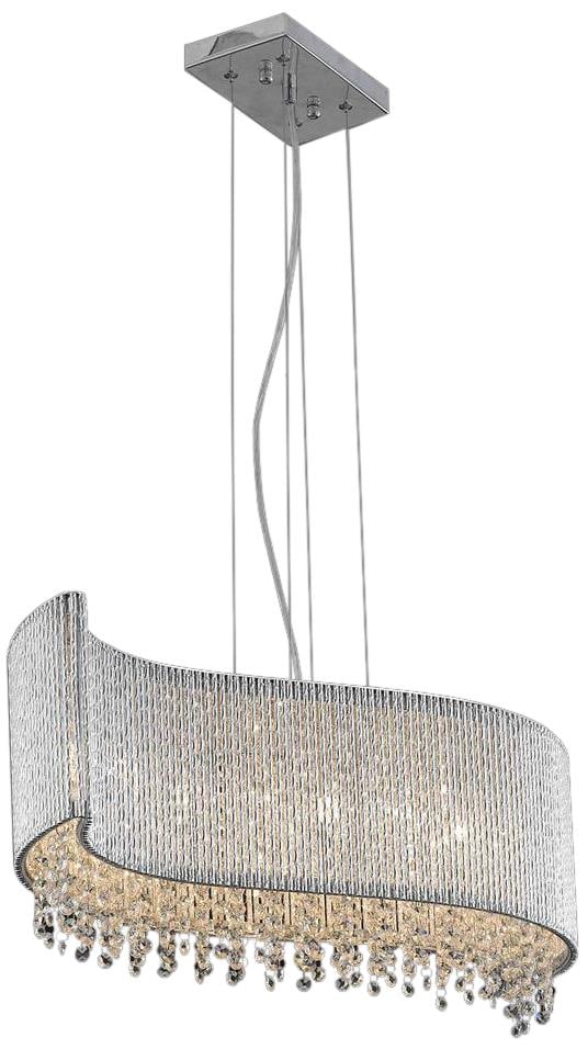 Elegant Lighting Chrome Pendant Light with Royal-Cut Crystals: Elegant Lighting Chrome Pendant Light with Royal-Cut Crystals Illuminate your space with this stunning Chrome Adjustable Pendant featuring exquisite Royal-Cut Crystals. This contemporary-style pendant