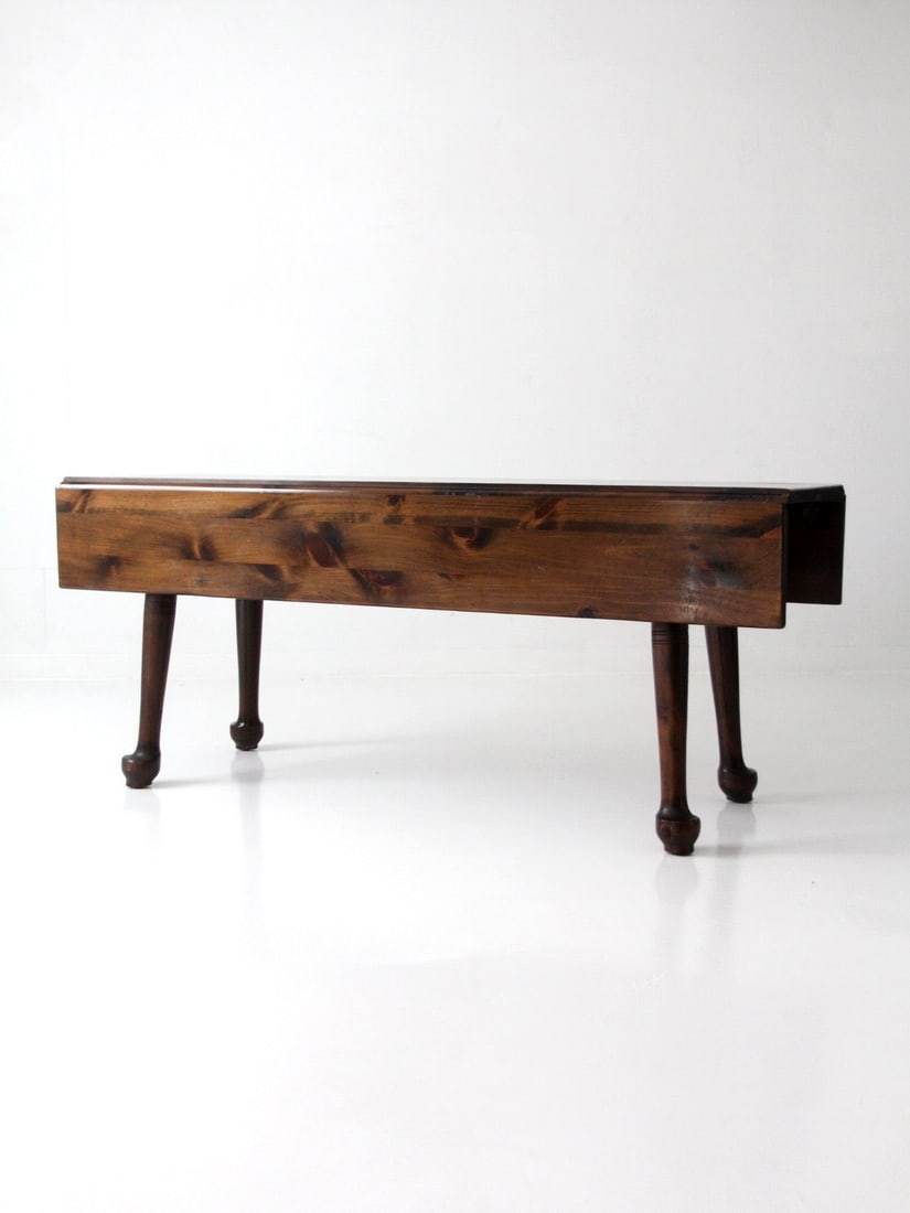 Mica Wood Mid-Century Drop Leaf Table with Turned Legs and Plank Top (1 of 18)