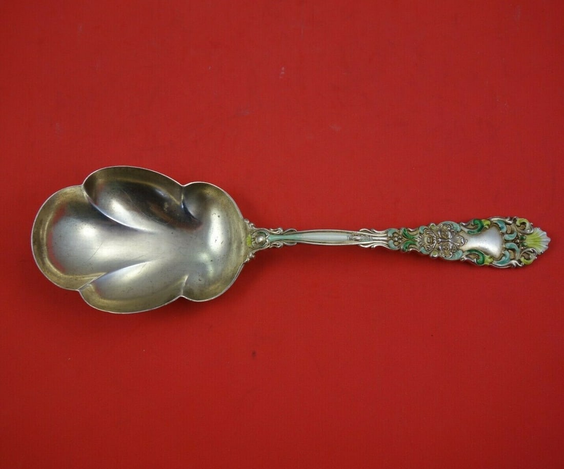 Dominick & Haff Renaissance Sterling Silver Berry Spoon Vermeil 9 Inch: Dominick & Haff Renaissance Sterling Silver Berry Spoon Vermeil 9 Inch This exquisite Renaissance serving spoon by Dominick & Haff showcases a stunning three-lobed design crafted from sterling silver,