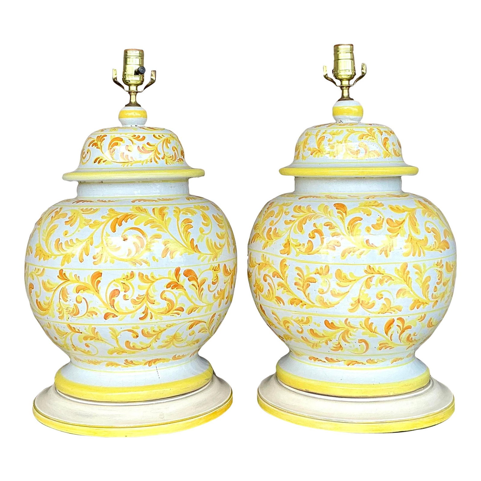 Pair of Vintage Italian Hand-Painted Ceramic Lamps (1 of 6)