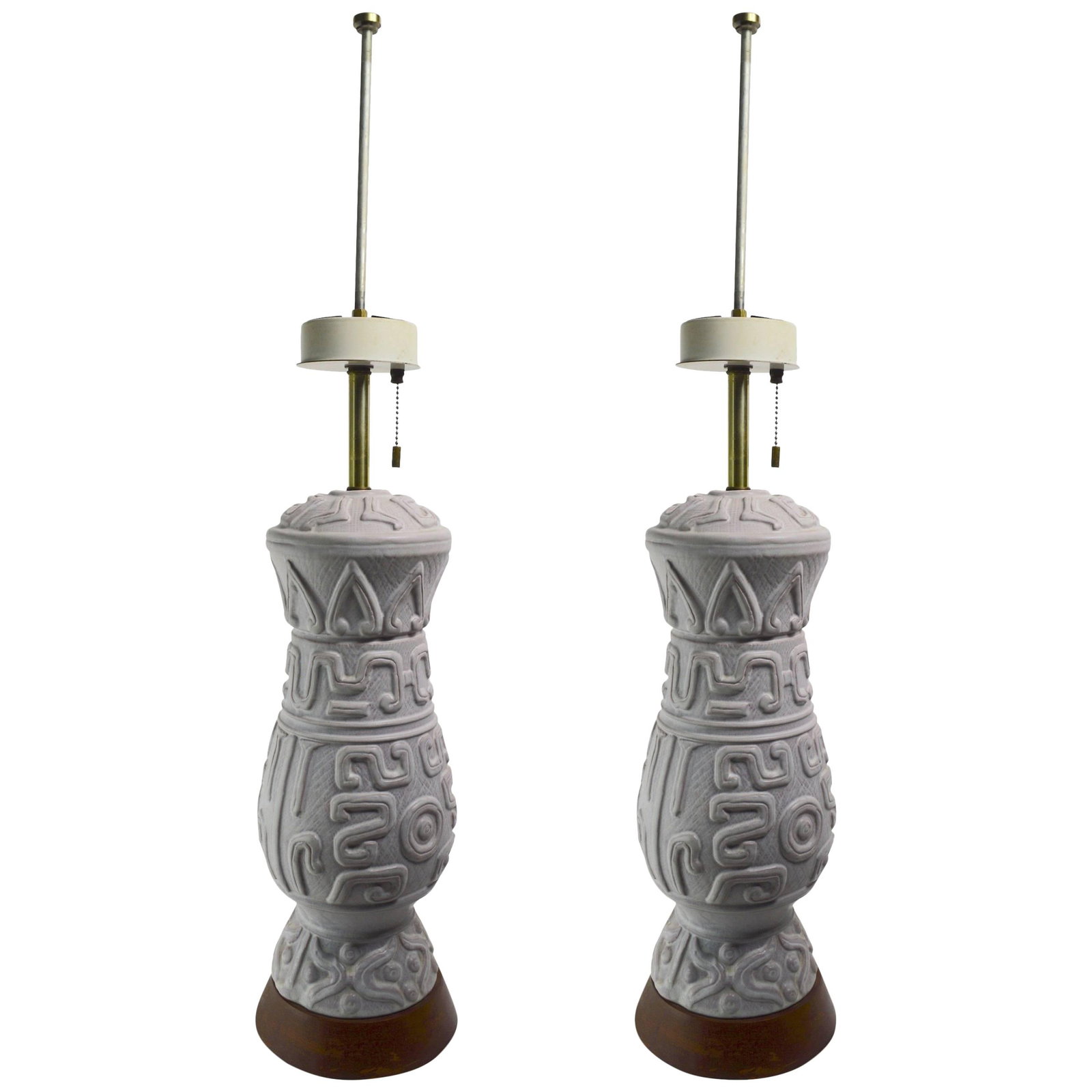 Stylish White Ceramic Lamps by Gerald Thurston for Lightolier - Pair (1 of 8)