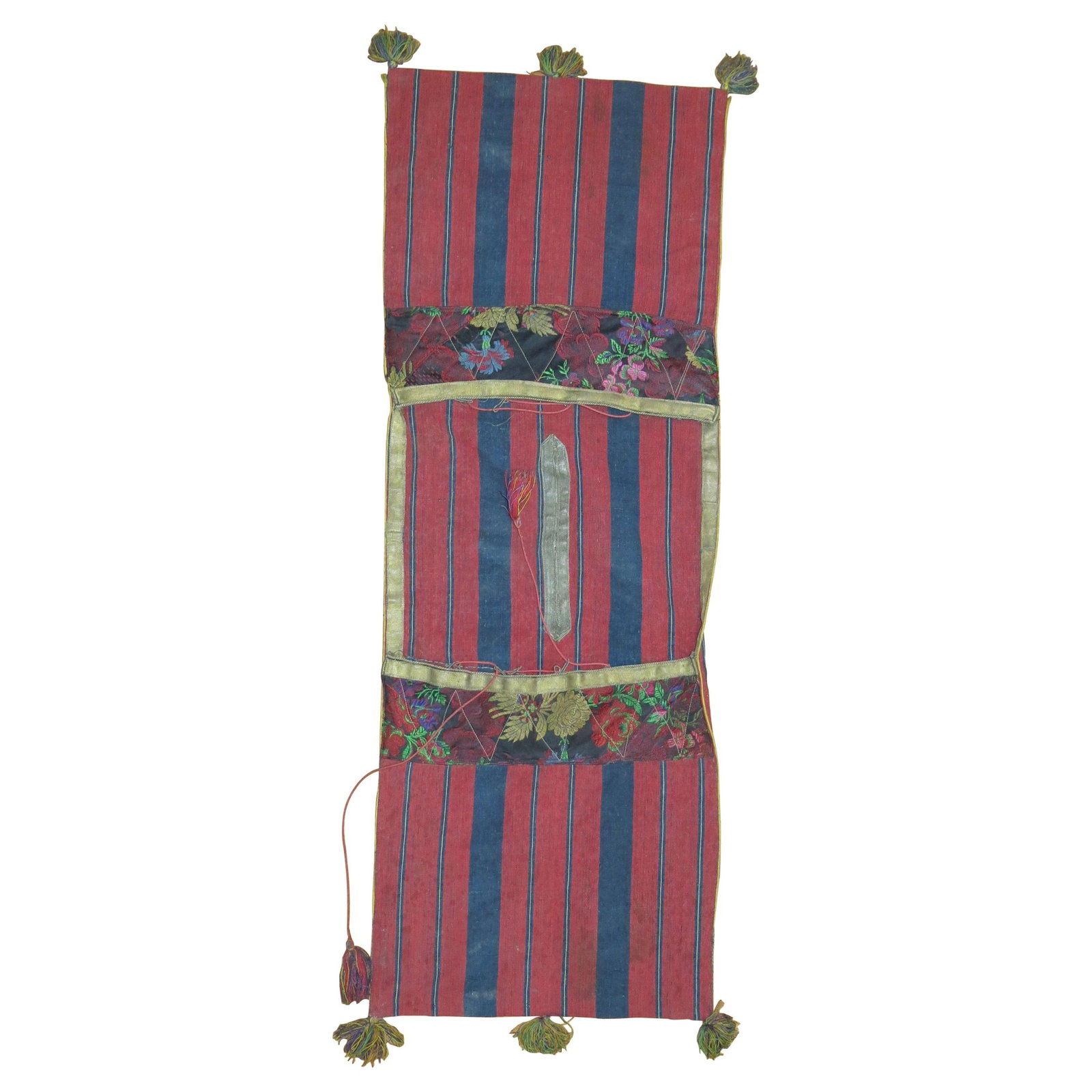 Handwoven Vintage Indian Textile Rustic Cotton 13 x 37: Handwoven Vintage Indian Textile Rustic Cotton 13 x 37 Discover this charming Vintage Indian Textile, a handwoven piece that embodies the rustic style of mid-20th century craftsmanship. Featuring vibr