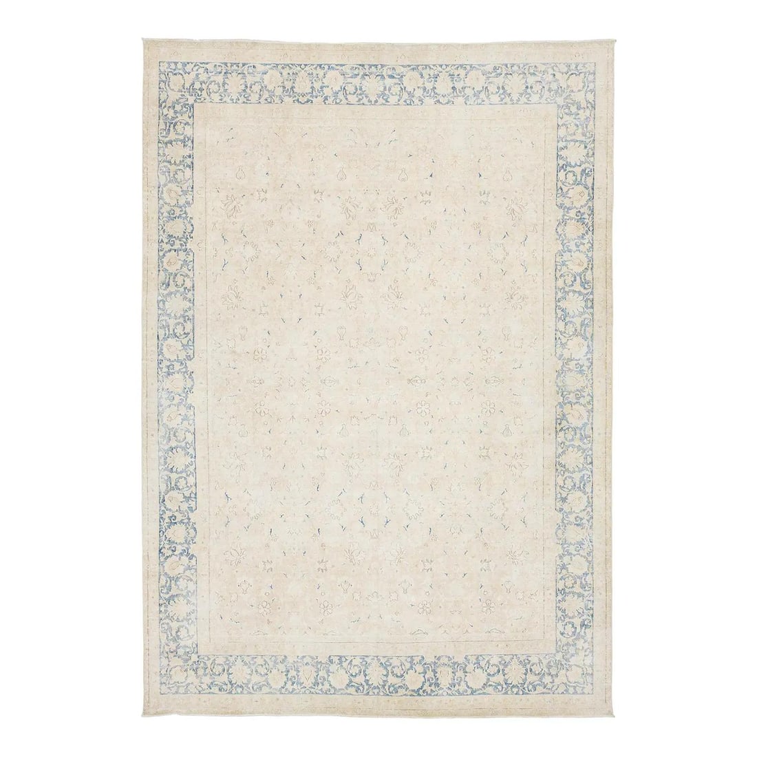 Kerman Persian Wool Rug 10'8 x 15'3 Floral Ivory Blue (1 of 10)