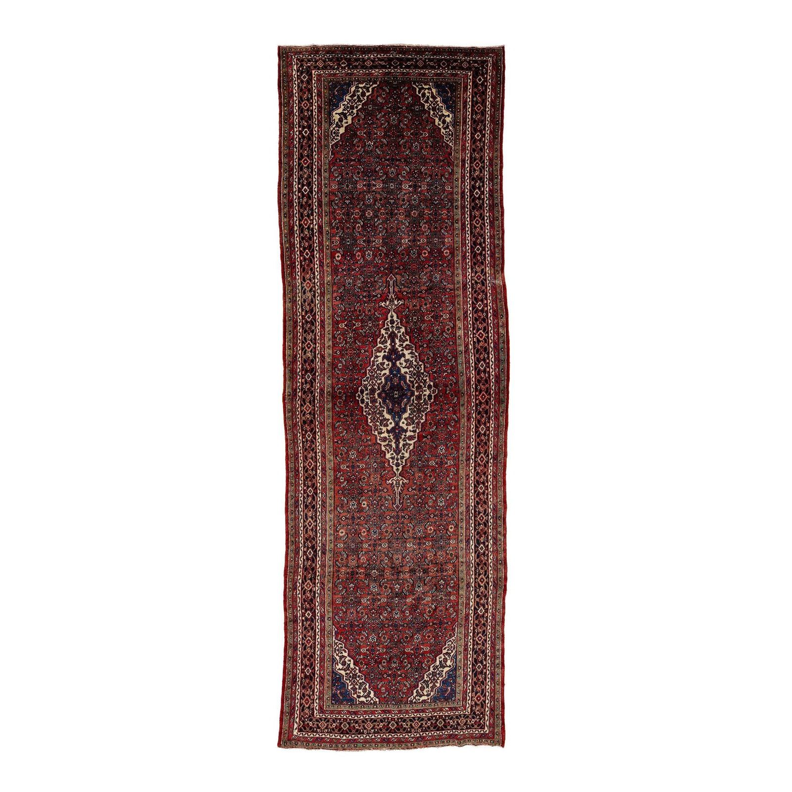 Vintage Handmade Hamadan Wool Rug Red Floral Design 5'6 x 17'4 (1 of 8)