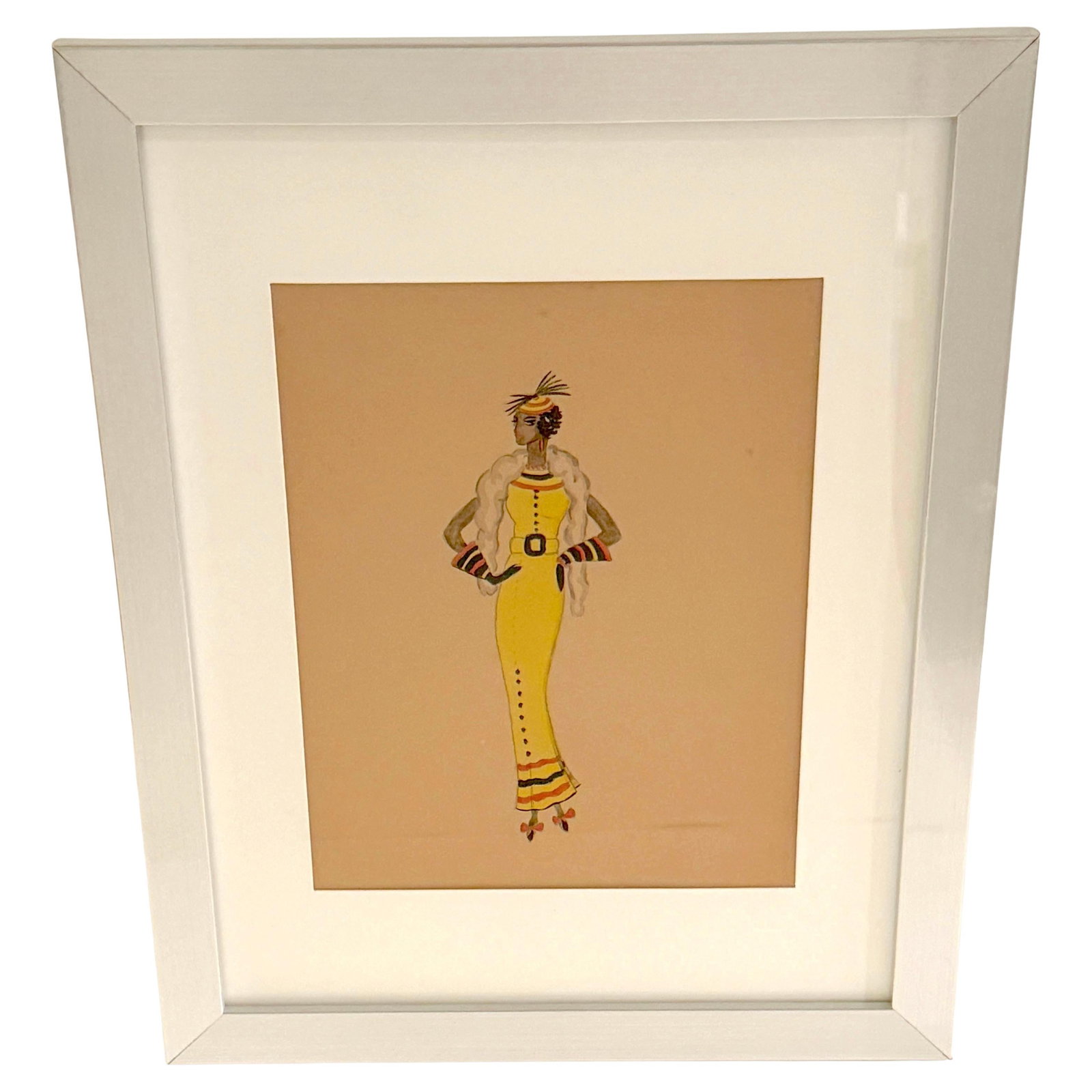 Wayne Benter Jung Fashion Sketch Josephine Baker Late 1940s: Wayne Benter Jung Fashion Sketch Josephine Baker Late 1940s This exquisite fashion sketch, created by Wayne Benter Jung, features the iconic Josephine Baker in a representation that reflects her glamo