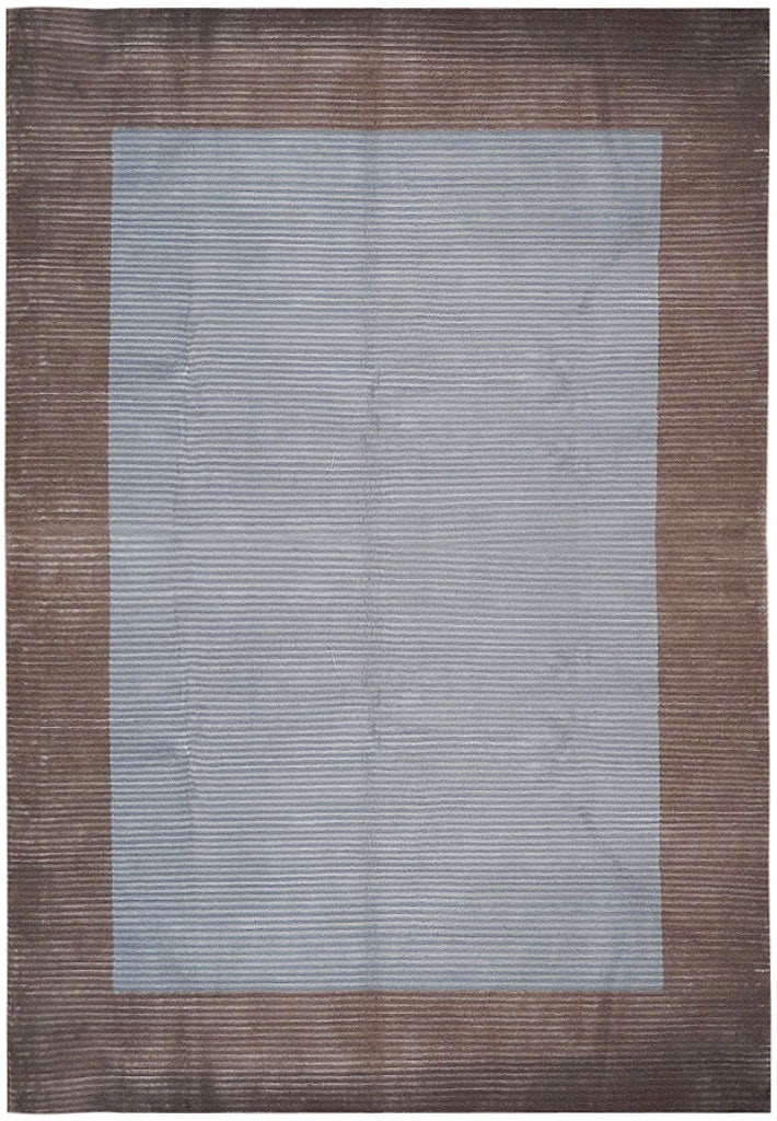 8 x 9.10 Contemporary Sky Blue Brown Wool Silk Handmade Rug: 8 x 9.10 Contemporary Sky Blue Brown Wool Silk Handmade Rug Free continental US Shipping Transform your living space with the stunning 8 x 9.10 Contemporary Sky Blue and Brown Wool & Silk Modern Rug. 