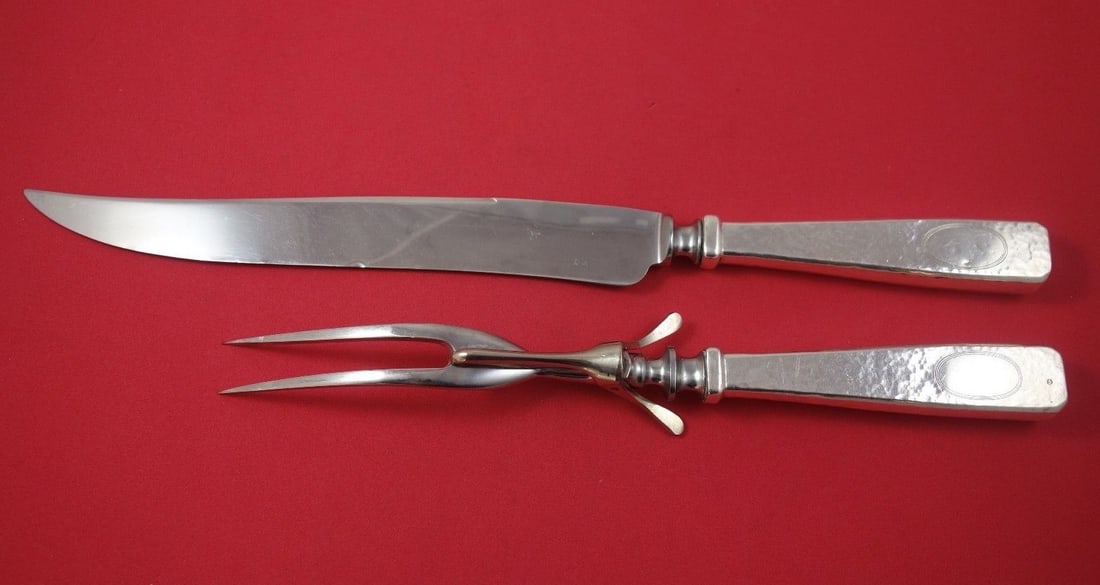 Schofield Elizabeth Tudor Hammered 2pc Sterling Silver Roast Carving Set (1 of 1)