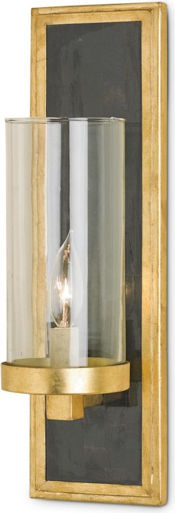 Currey Charade Black Crackle Gold Wall Sconce UL-Listed 60W: Currey Charade Black Crackle Gold Wall Sconce UL-Listed 60W Illuminate your space with this stunning Modern Black Crackle and Gold Wall Sconce. Featuring a contemporary design, this sconce combines a 
