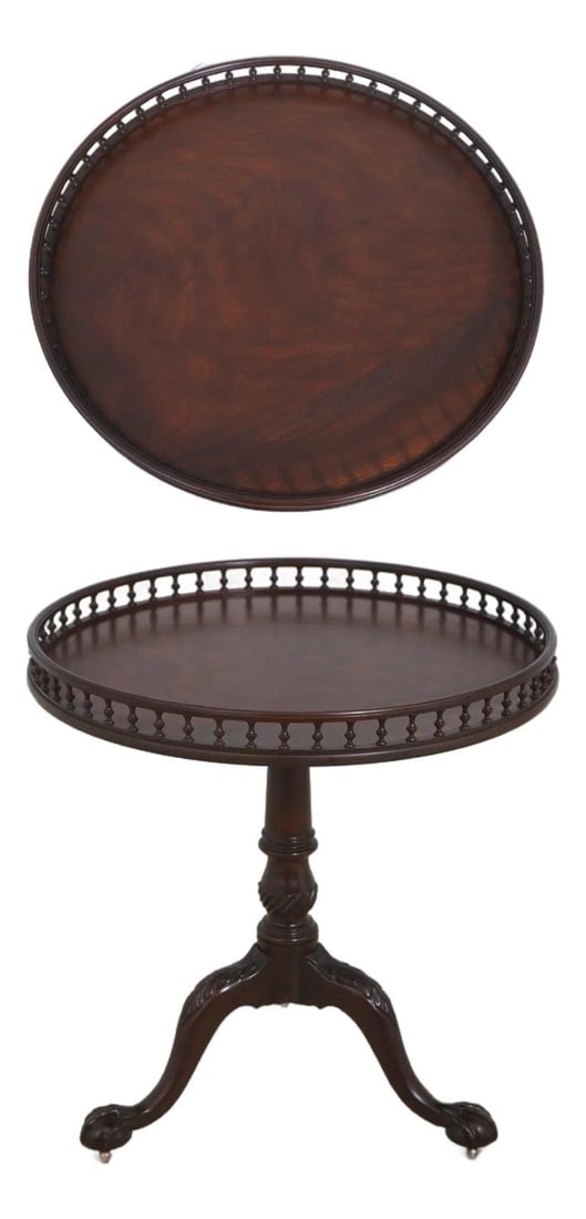 Mahogany Baker tilt top table with caster feet (1 of 10)