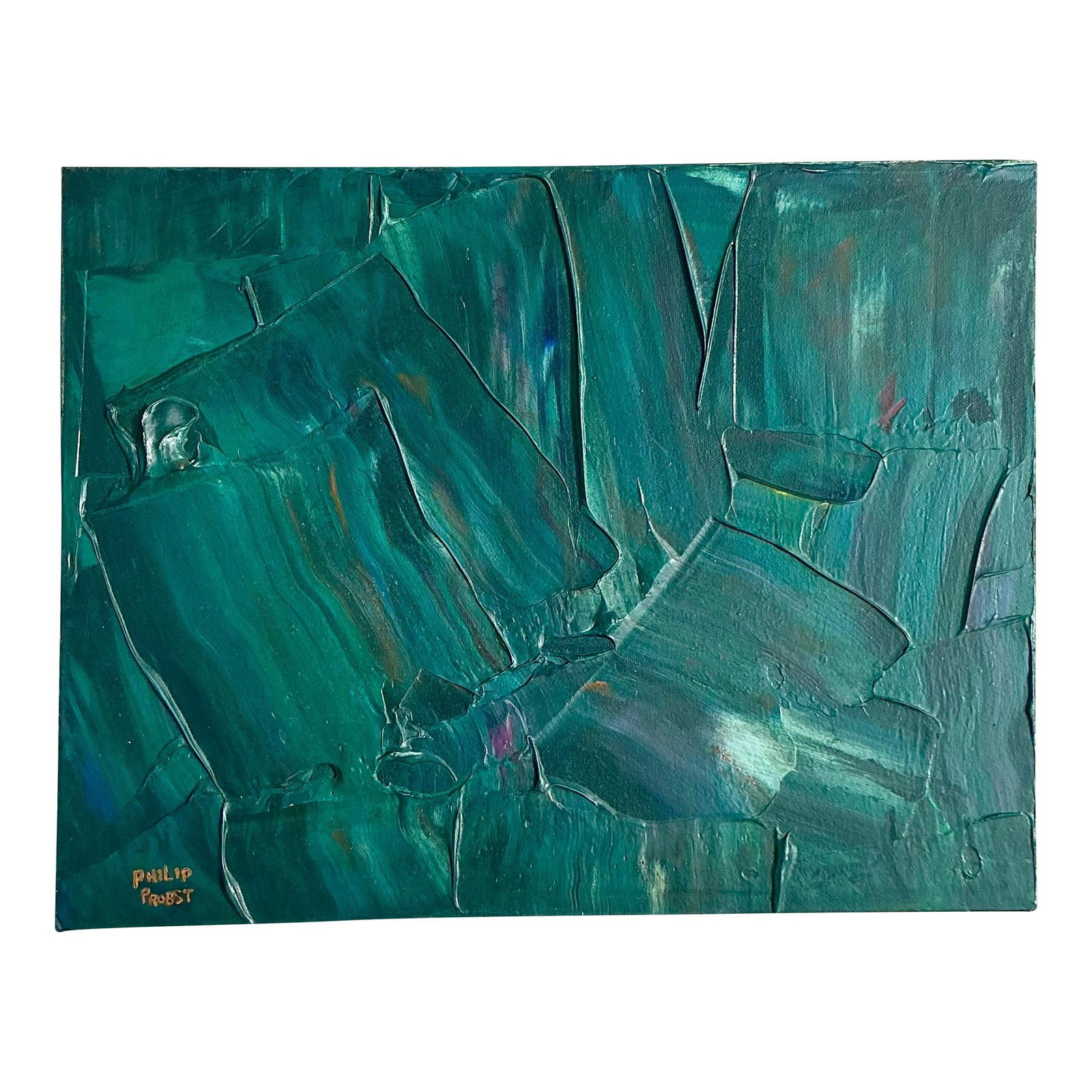 Vintage Boho Abstract Impasto Oil Painting on Canvas 18 x 14: Vintage Boho Abstract Impasto Oil Painting on Canvas 18 x 14 Enhance your living space with this Late 20th Century Vintage Boho Impasto Original Abstract Oil Painting on Canvas. Featuring a striking i