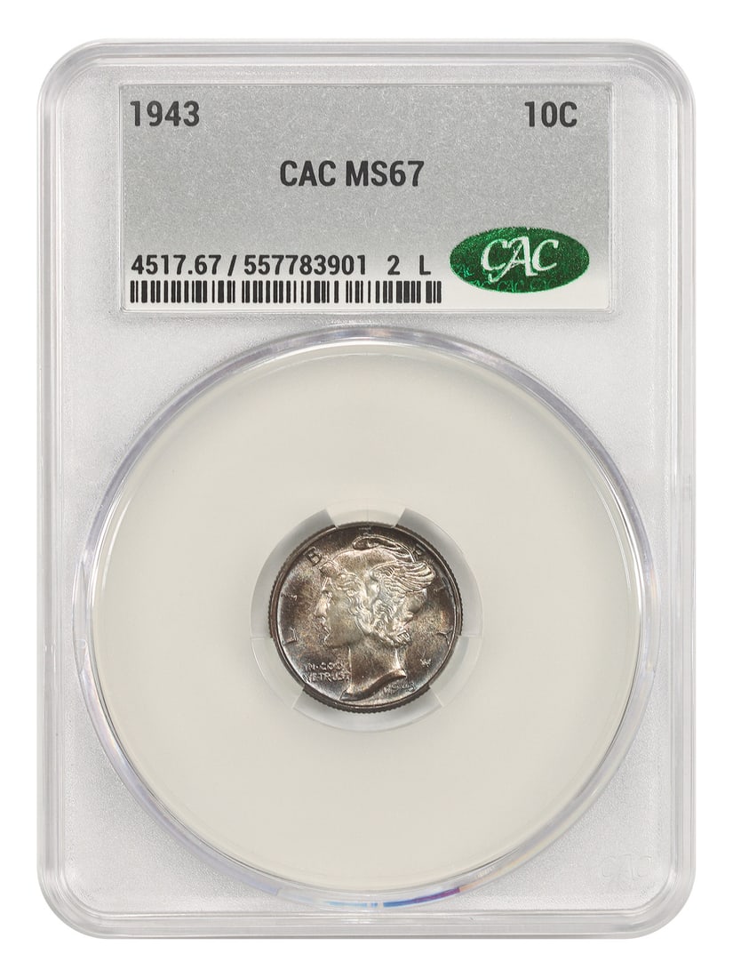 CACG MS67 1943 Mercury Dime 10C Philadelphia (1 of 4)
