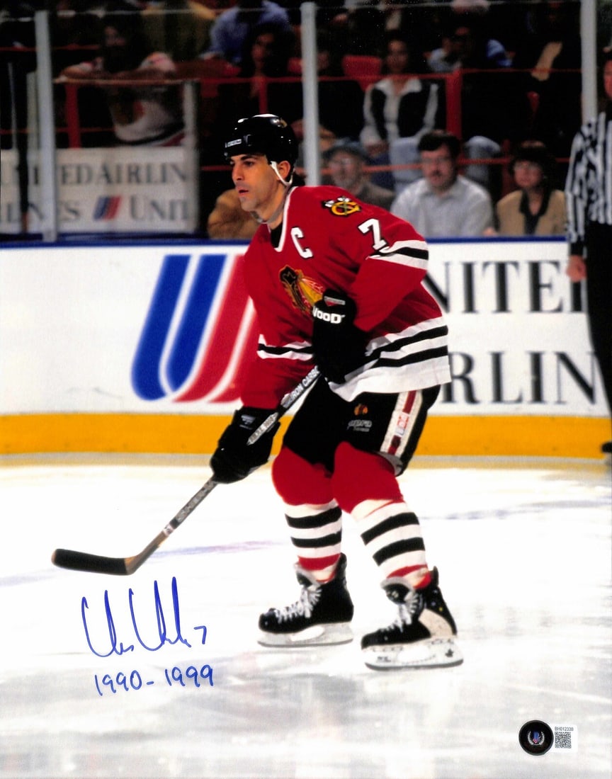 Chris Chelios Signed 11x14 Photo Inscribed 1990-1999 Beckett Certified (1 of 1)