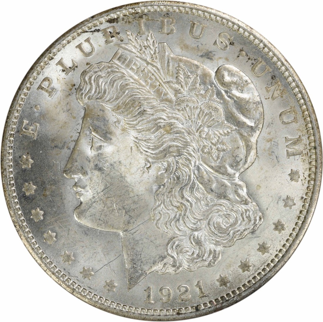 1921 Brilliant Uncirculated Morgan Silver Dollar Uncertified US Coin: 1921 Brilliant Uncirculated Morgan Silver Dollar Uncertified US Coin This 1921 Morgan Silver Dollar is an uncirculated coin in Brilliant Uncirculated (BU) condition. Composed of silver, it was minted 