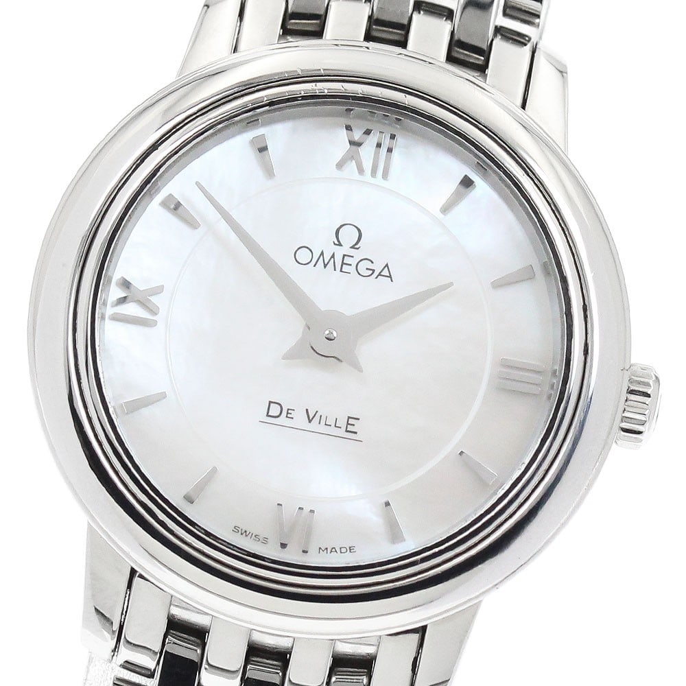 Omega De Ville Prestige Ladies Quartz Stainless Steel Watch: Omega De Ville Prestige Ladies Quartz Stainless Steel Watch This OMEGA De Ville Prestige Quartz Ladies Watch features a stainless steel case and bracelet, complemented by a white mother-of-pearl dial.