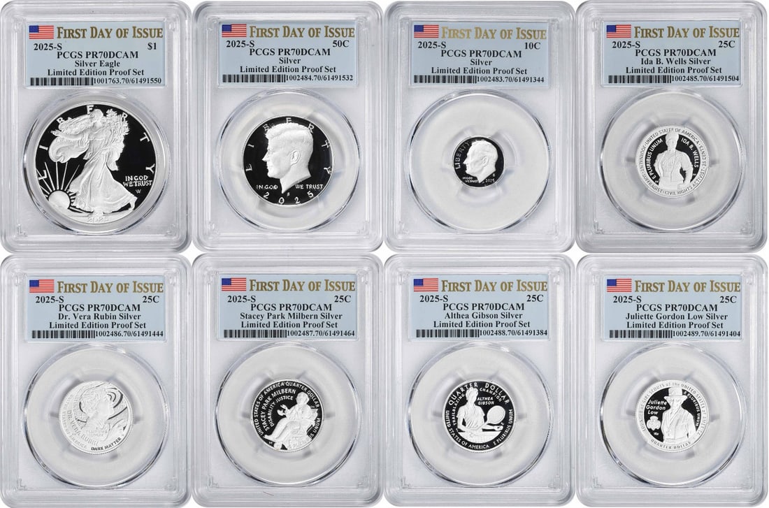 2025 S PCGS PR70DCAM First Day Issue American Eagle 8-Coin Silver Proof Set (1 of 10)