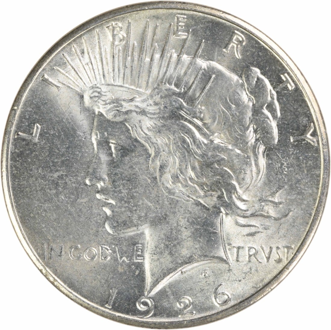 1926 San Francisco Peace Dollar Brilliant Uncirculated Silver Uncertified: 1926 San Francisco Peace Dollar Brilliant Uncirculated Silver Uncertified This is a 1926-S Peace Silver Dollar from the United States. The coin is uncirculated and has a brilliant uncirculated (BU) gr