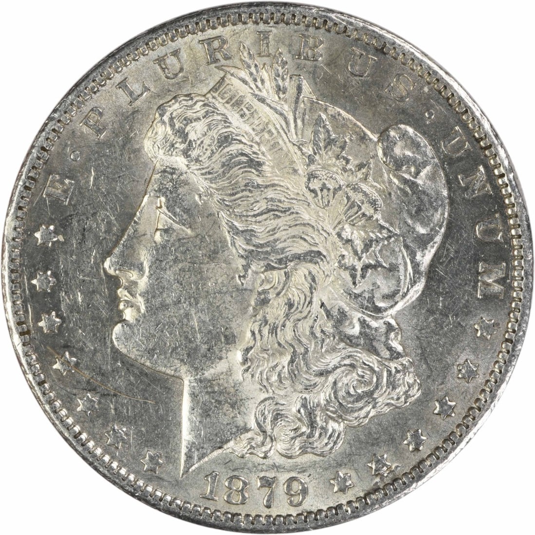 1879 S Morgan Dollar San Francisco AU Uncertified: 1879 S Morgan Dollar San Francisco AU Uncertified This 1879-S Morgan Silver Dollar is an attractive example of the classic American coin, designed by George T. Morgan. Struck at the San Francisco Mint