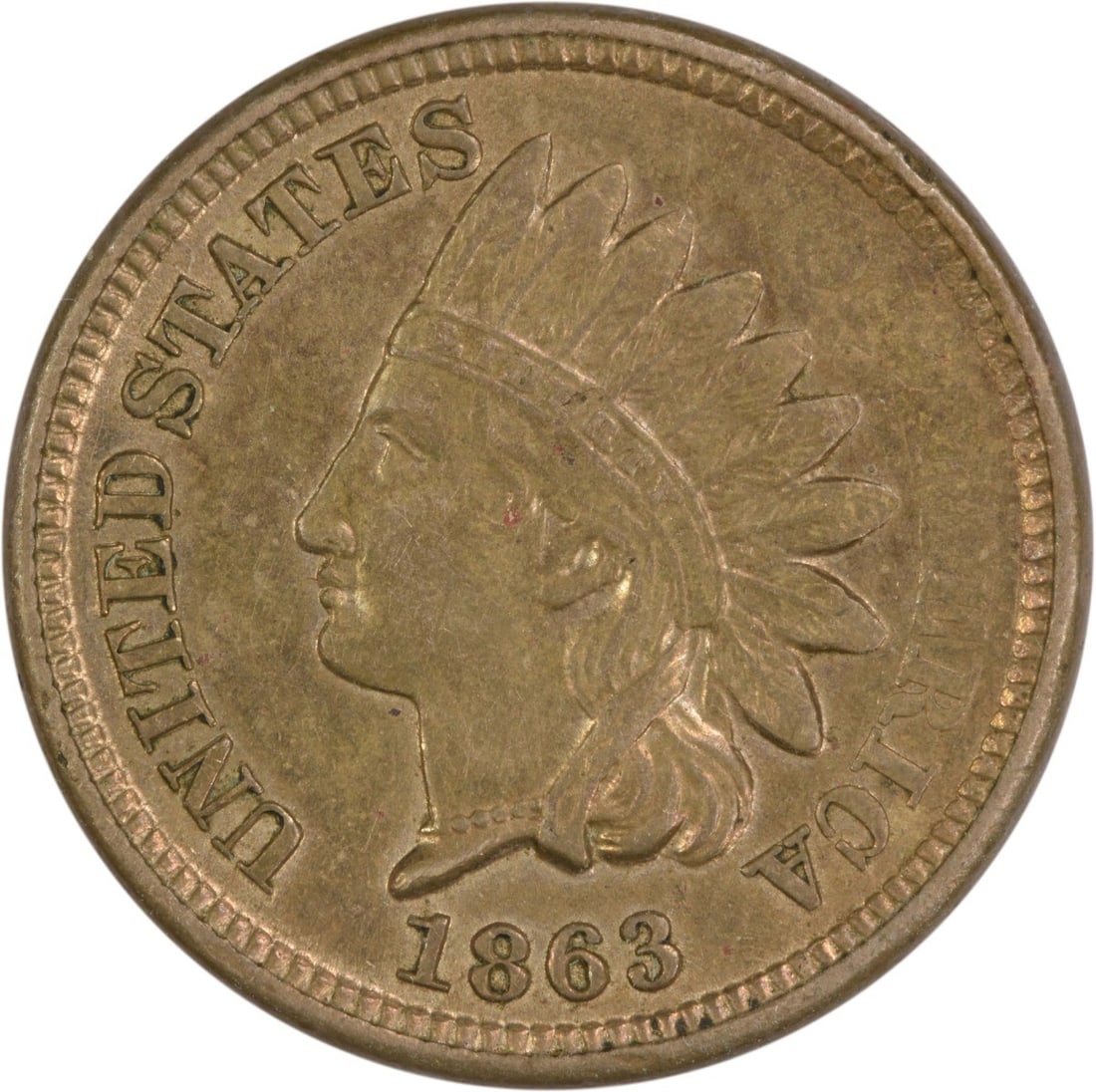 1863 Indian Head Cent AU Uncertified Philadelphia Mint: 1863 Indian Head Cent AU Uncertified Philadelphia Mint This 1863 Indian Cent is a notable piece of American numismatics, featuring a classic Indian Head design by James Barton Longacre. It is a circul