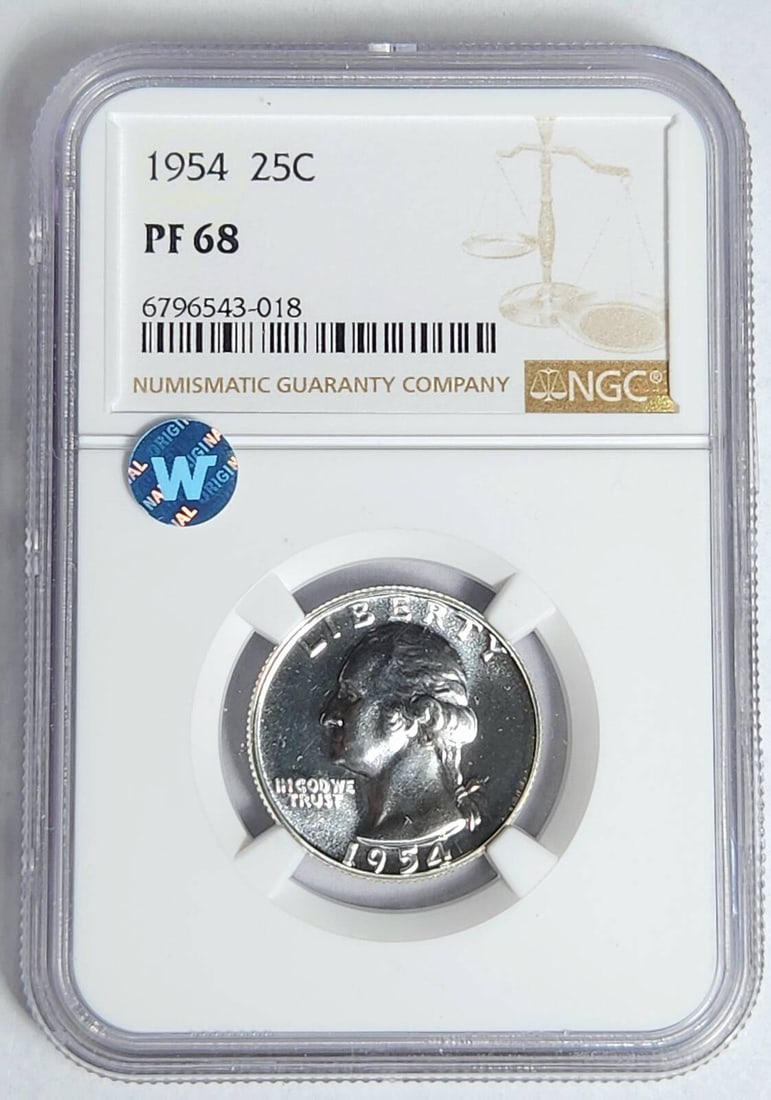 1954 P Washington Quarter NGC PF 68 Silver Proof Coin (1 of 3)