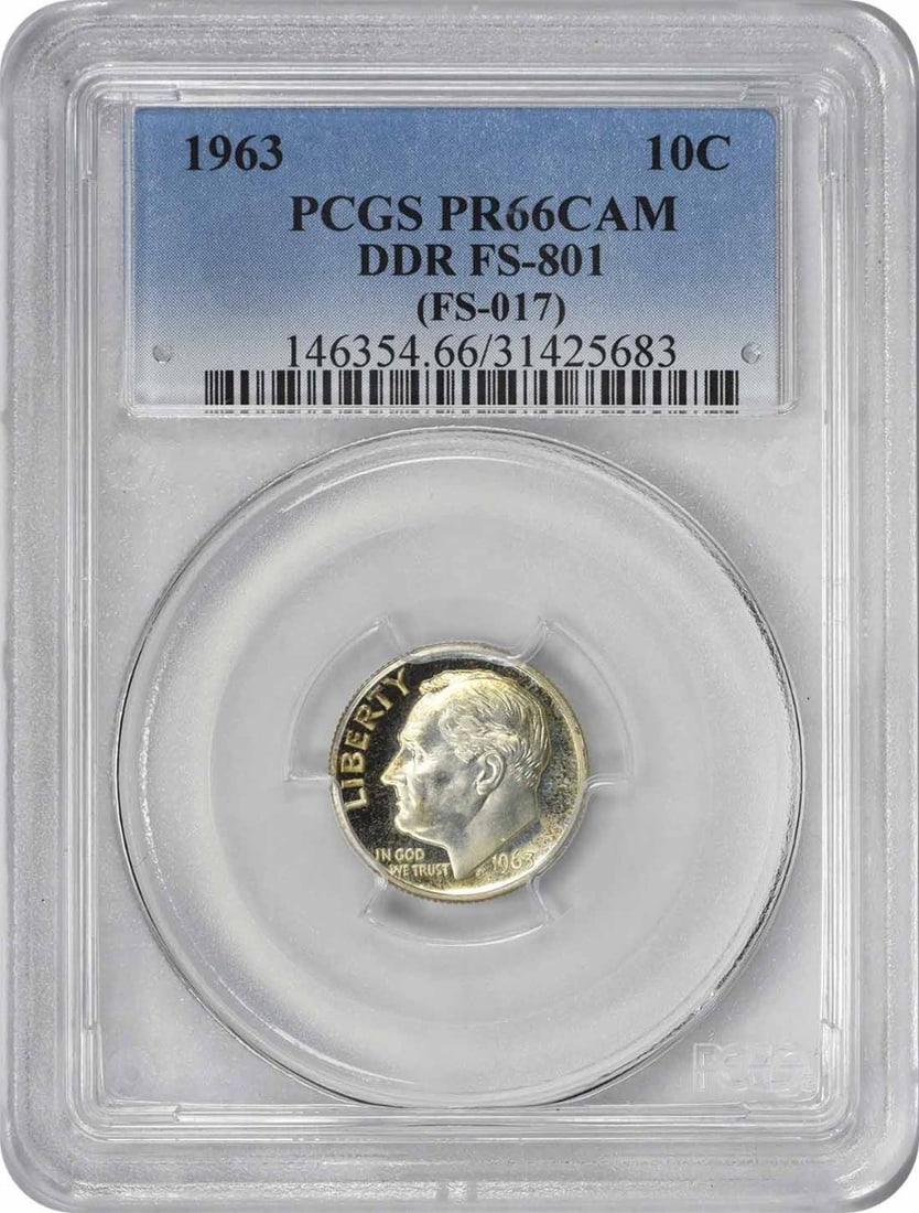 1963 Roosevelt Silver Dime PR66CAM PCGS 90% Silver Uncirculated: 1963 Roosevelt Silver Dime PR66CAM PCGS 90% Silver Uncirculated This 1963 Roosevelt Silver Dime features a stunning proof strike and is certified by PCGS with a grade of PR66CAM, indicating its except