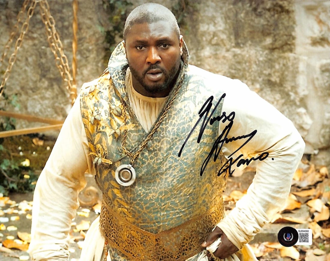8x10 Photo Signed by Nonso Anozie Xaro Game of Thrones Beckett Authenticated: 8x10 Photo Signed by Nonso Anozie Xaro Game of Thrones Beckett Authenticated This is an original 8x10 color photograph signed in black permanent marker by Nonso Anozie, who portrayed Xaro Xhoan Daxos 